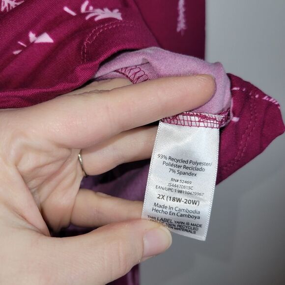 New Joyspun Magenta Christmas Tree Pajama Set 2X - Picture 5 of 15